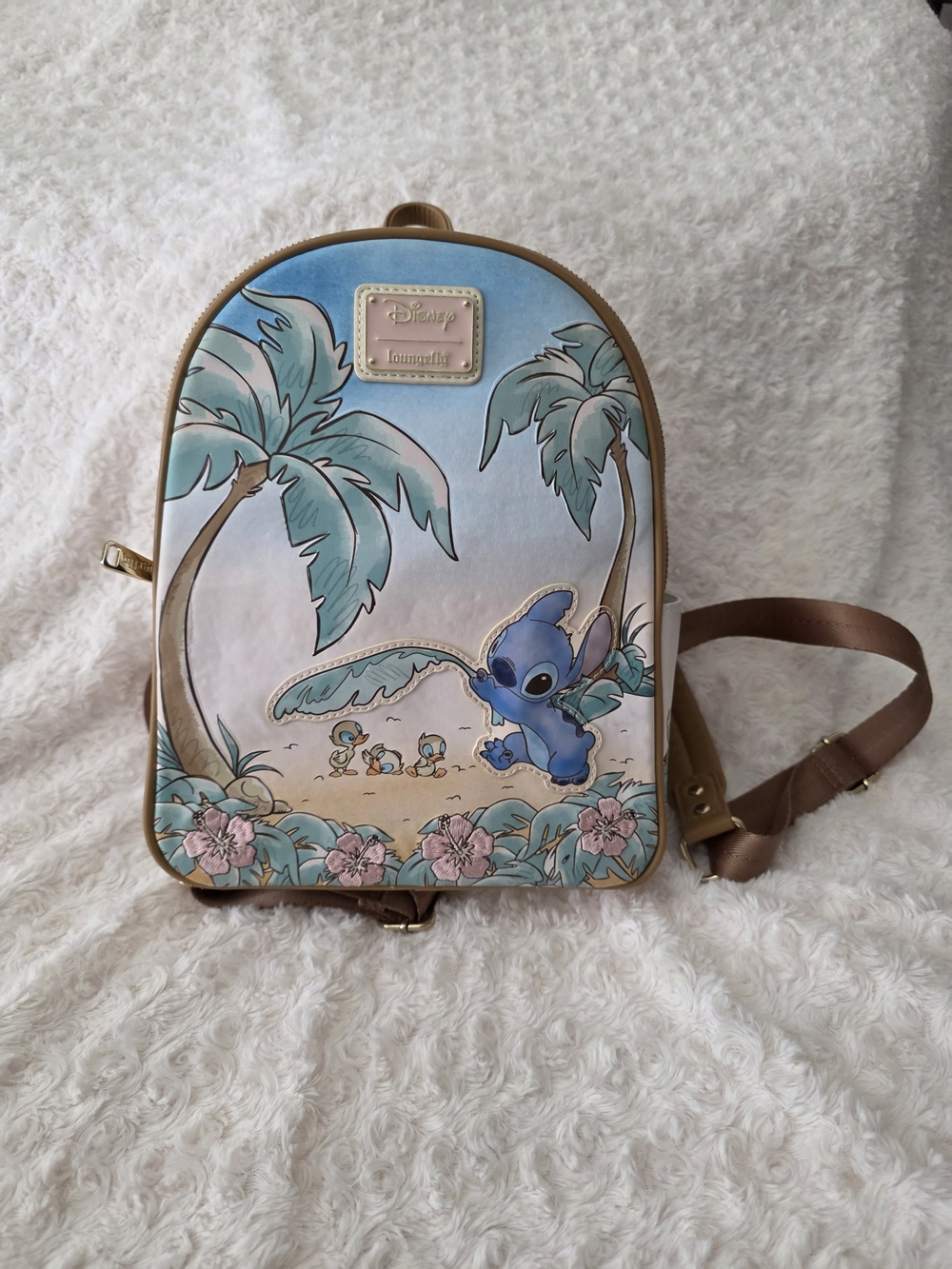Disney Loungefly Lilo & Stitch Mini Backpack - Blue/Tan